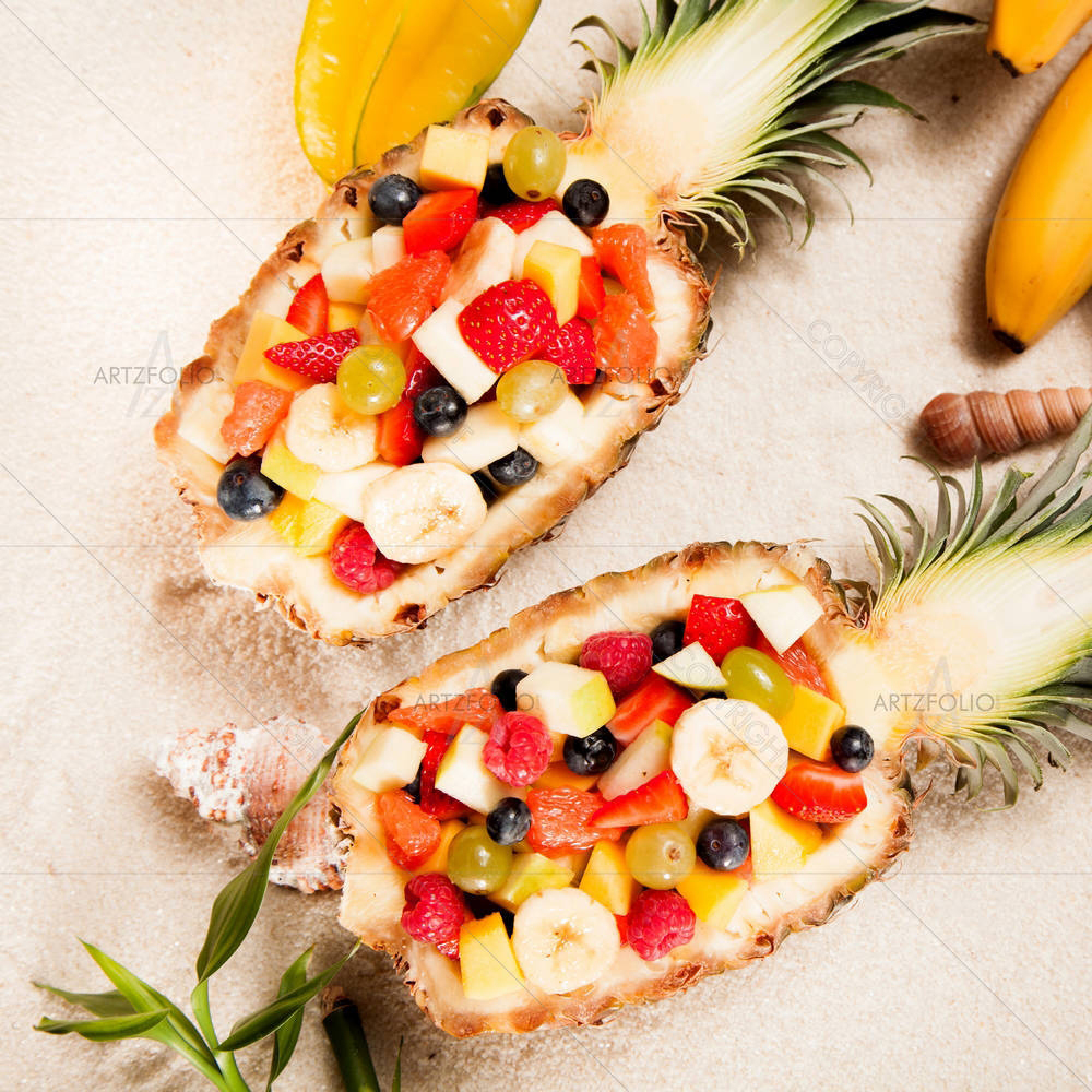 Tropical Fruits in Hollowed Out Pineapple — Cuisine custom art by ArtzFolio