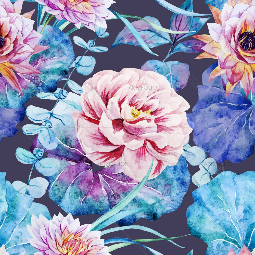 Watercolor Flowers D1 — Botanical custom art by ArtzFolio