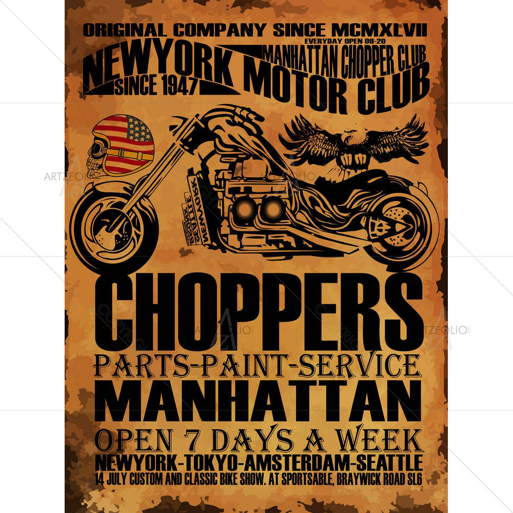 Vintage Motorcycle Graphic — custom-size art design 5006663