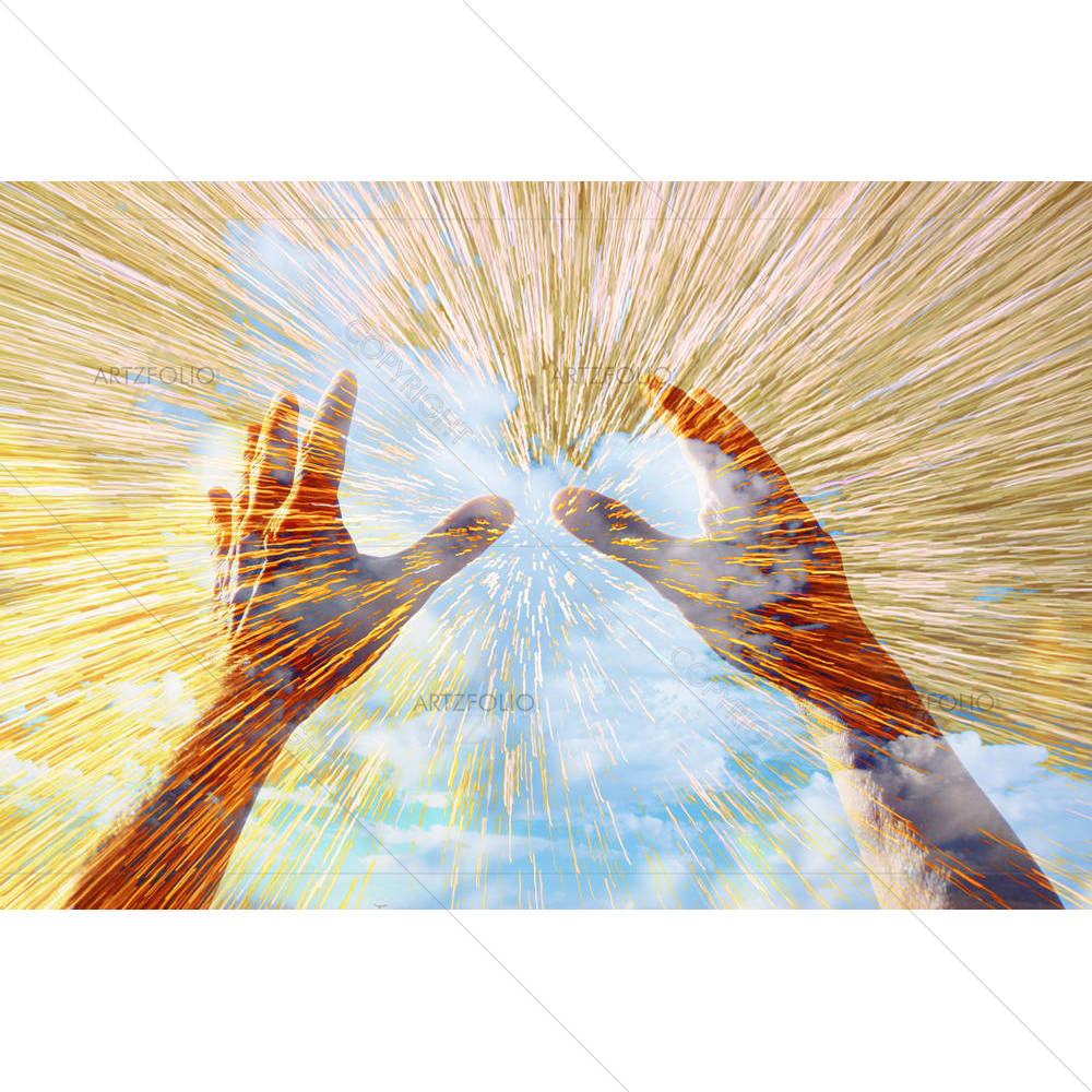 Hands Raised In Prayer — custom-size art design 5006668