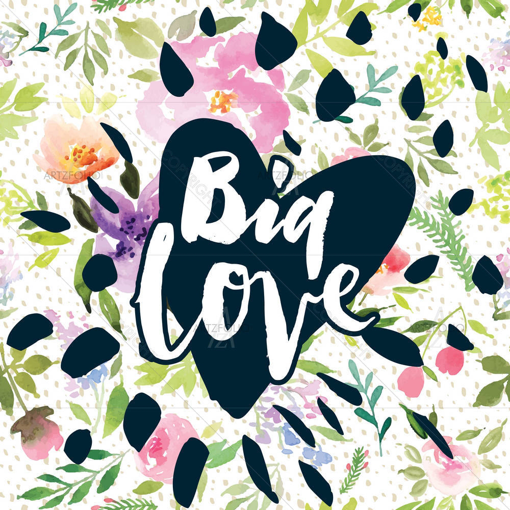 Watercolor Big Love Quote — custom-size art design 5006670