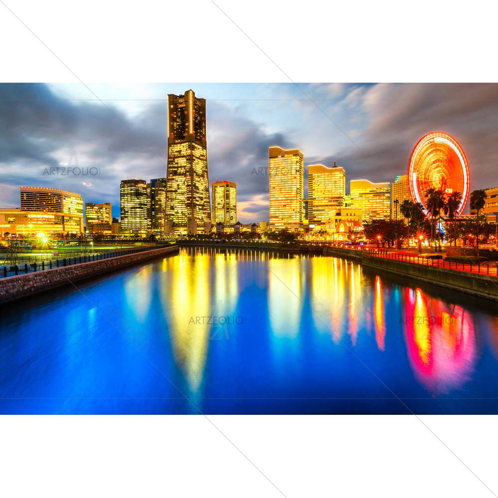 Yokohama Skyline at Minato Mirai Waterfront, Japan — custom-size art design 5006673