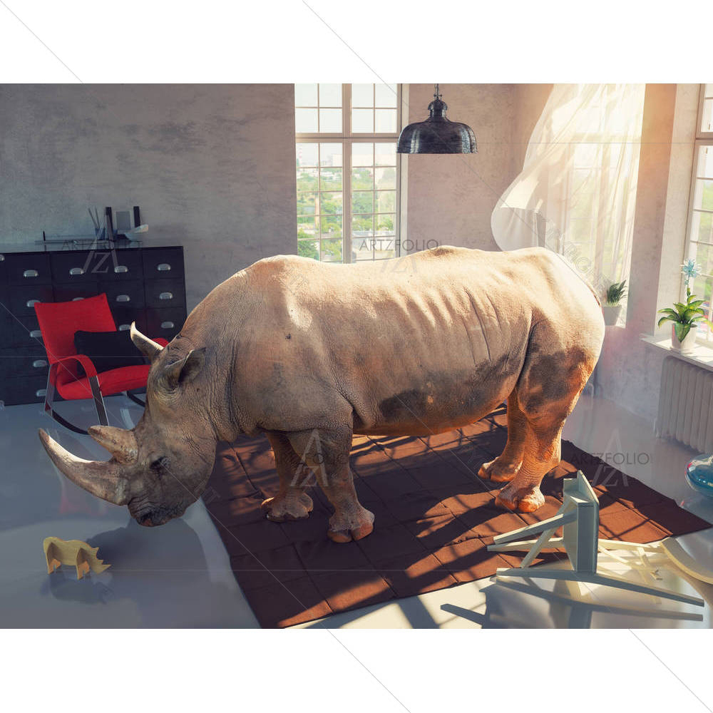 Rhinoceros In The Room — custom-size art design 5006680