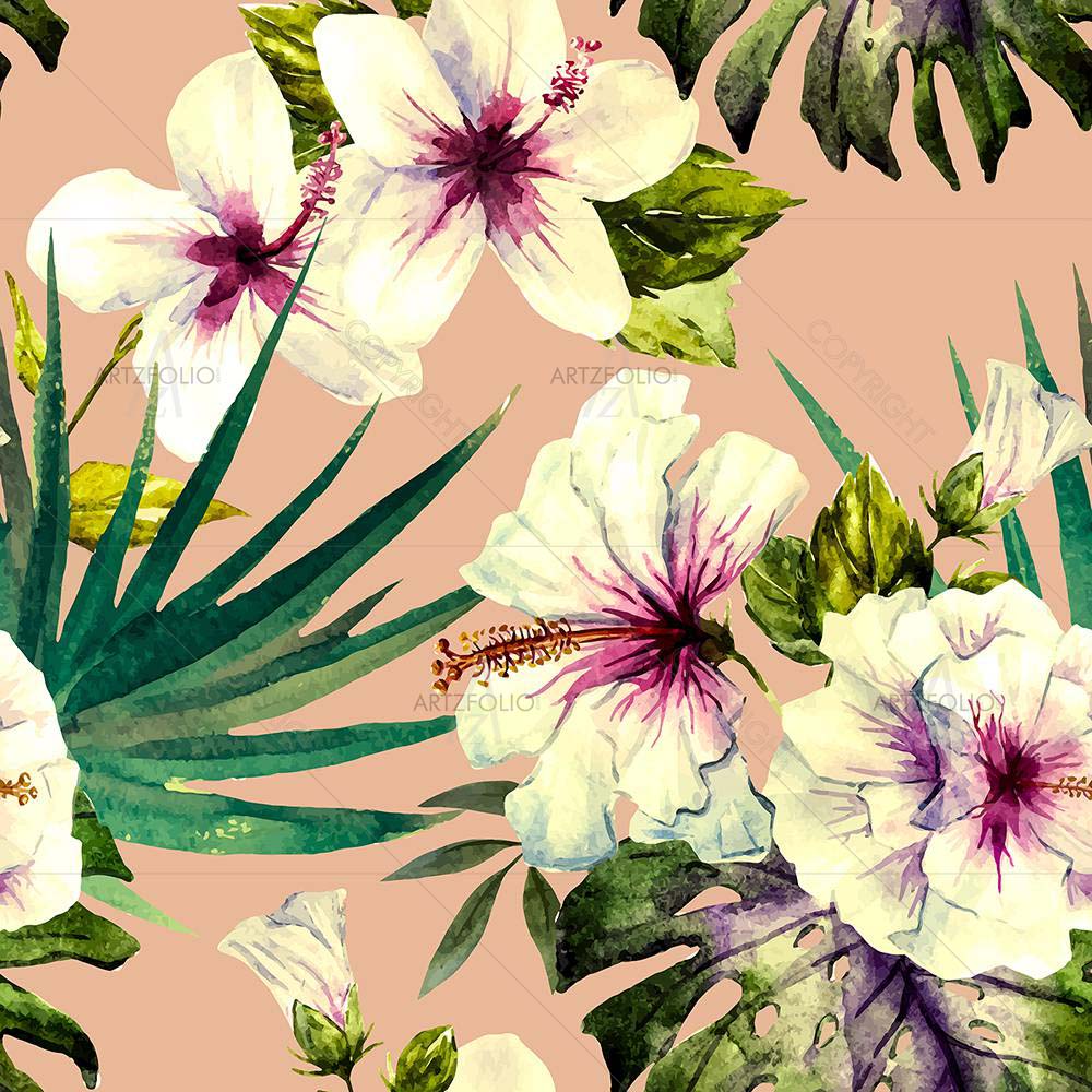 Watercolor Hibiscus D3 — custom-size art design 5006687