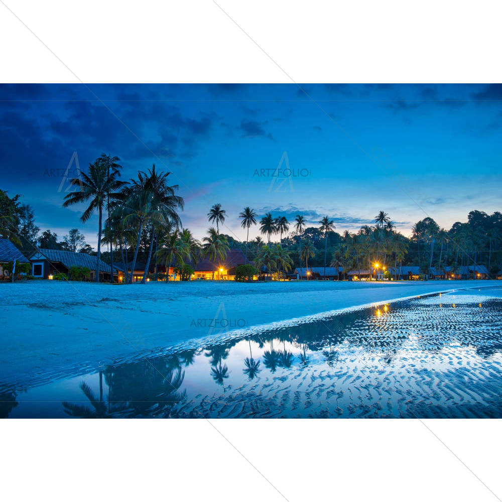 Tropical Beach With Palm Trees — Asian custom art by ArtzFolio