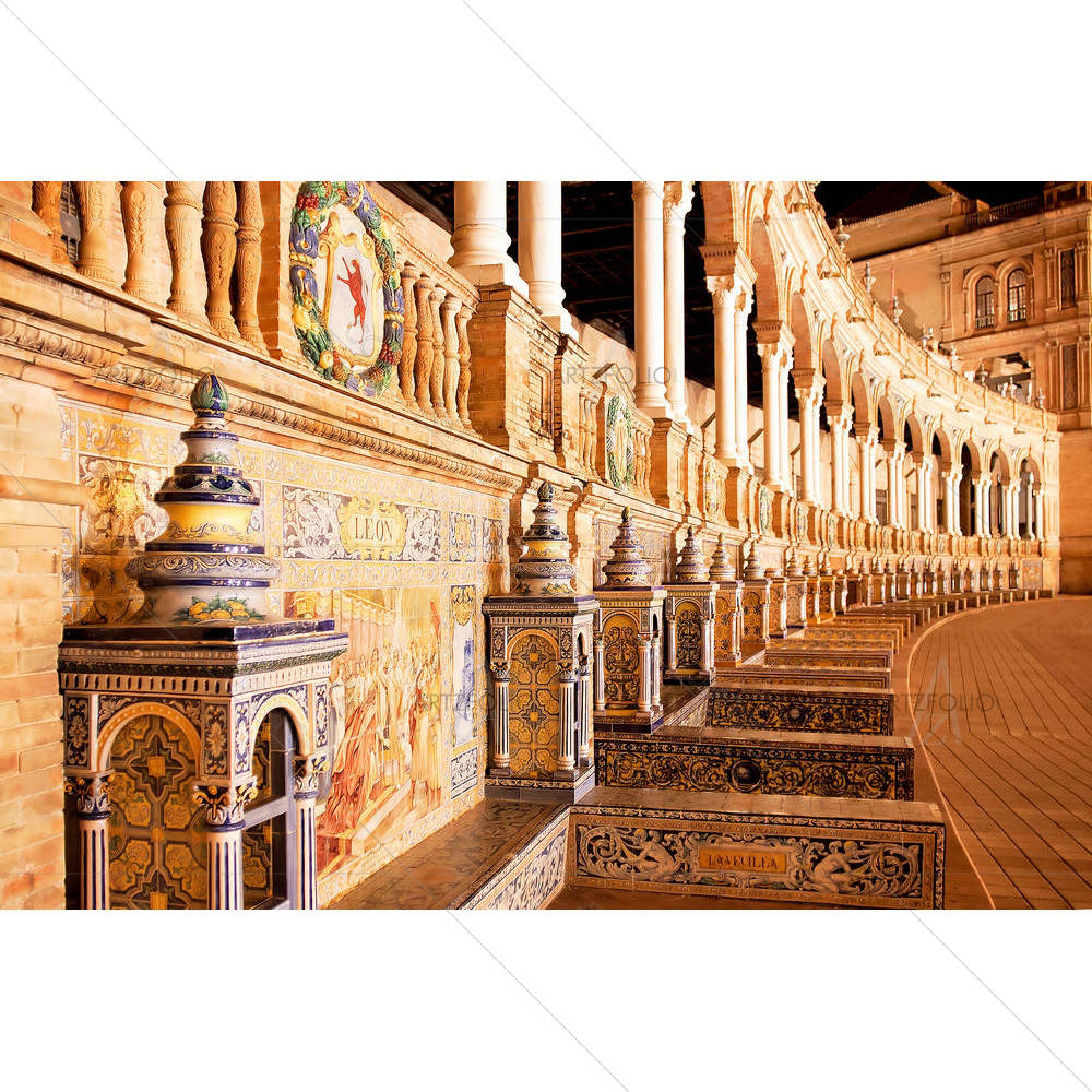 Plaza De Espana Square in Sevilla, Spain — Ancient custom art by ArtzFolio