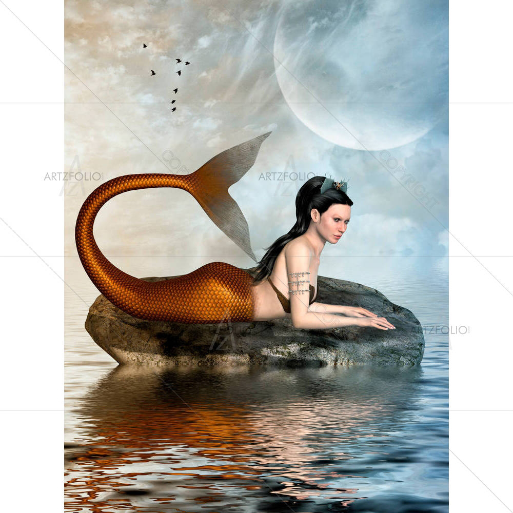 Mermaid In The Ocean D2 — Devotional custom art by ArtzFolio