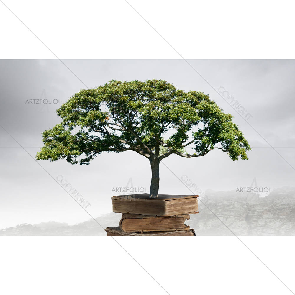 Green Tree Growing From Book D2 — Devotional custom art by ArtzFolio