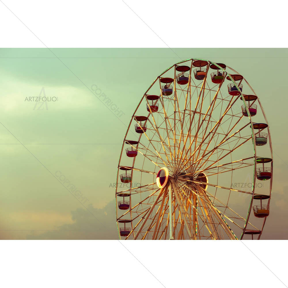 Vintage Ferris Wheel At Amusement Park — Abstract custom art by ArtzFolio