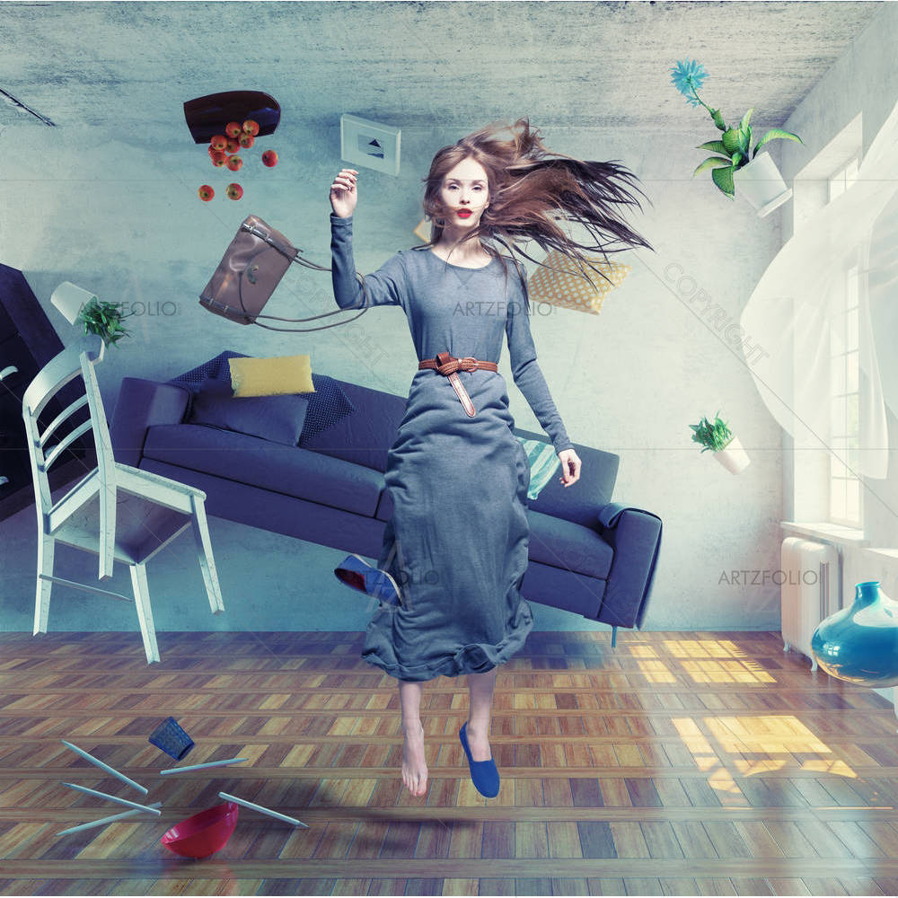 Lady Fly in Zero Gravity Room D3 — Devotional custom art by ArtzFolio