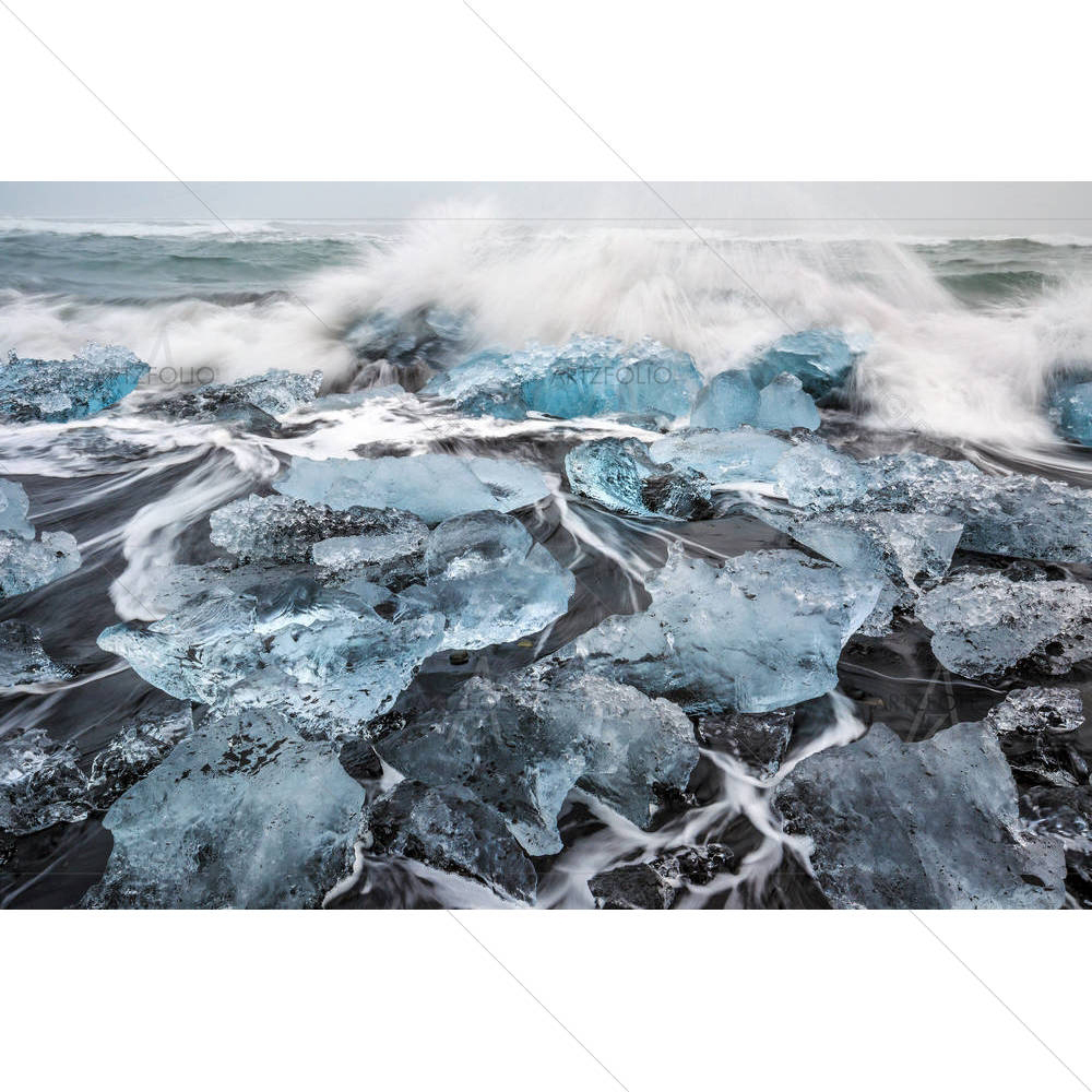 Beach with Black Lava Sand in South of Iceland — custom-size art design 5006779