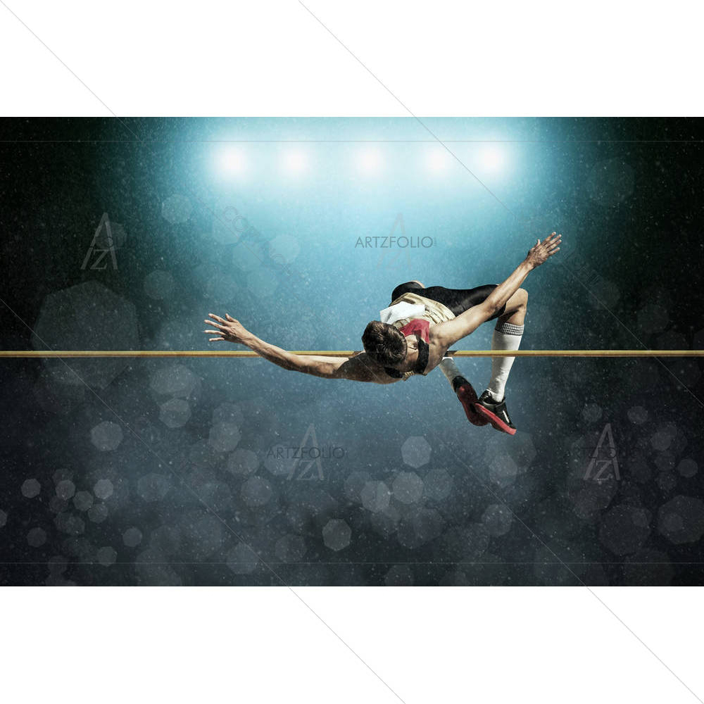 Athlete In Action Of High Jump — custom-size art design 5006781