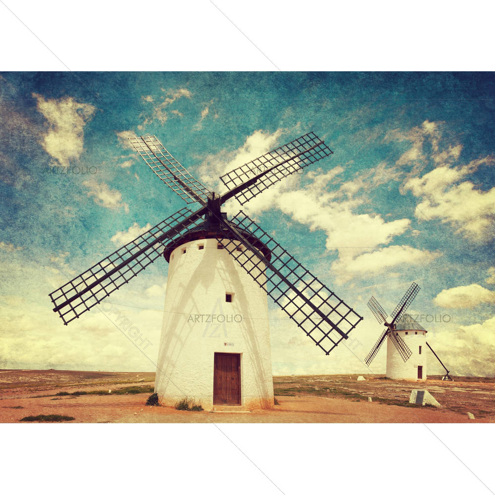 Medieval Windmills at Castilla La Mancha, Spain — Landscapes custom art by ArtzFolio