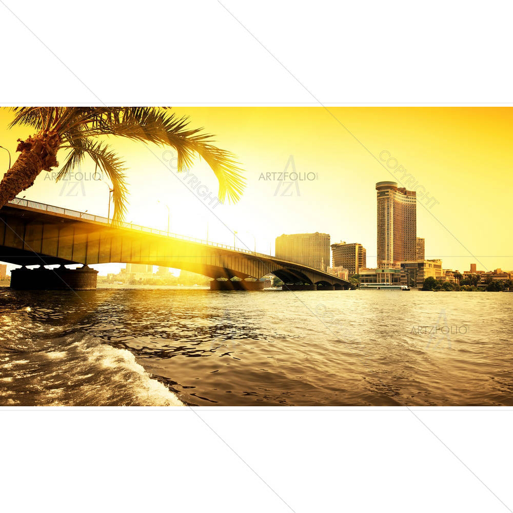 Bridge Thropugh Nile In Cairo In The Evening — custom-size art design 5006836