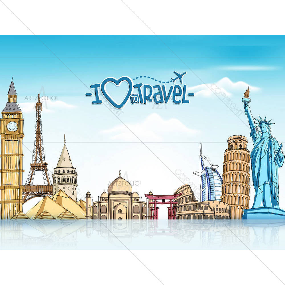 Travel & Tourism Famous World Landmarks — American custom art by ArtzFolio