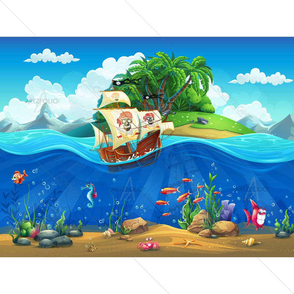 Cartoon Underwater World D1 — custom-size art design 5006849
