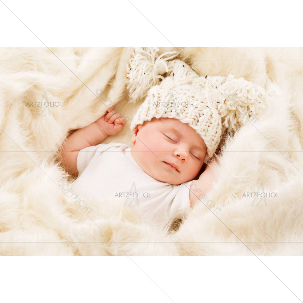 Newborn Baby Sleeping In Bed D1 — Baby custom art by ArtzFolio