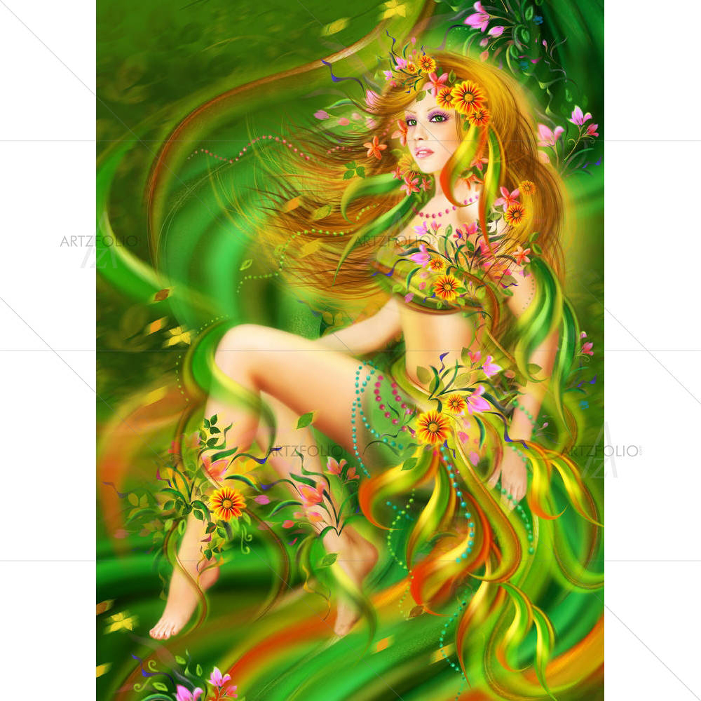 Woman In Flower Dress — custom-size art design 5006862