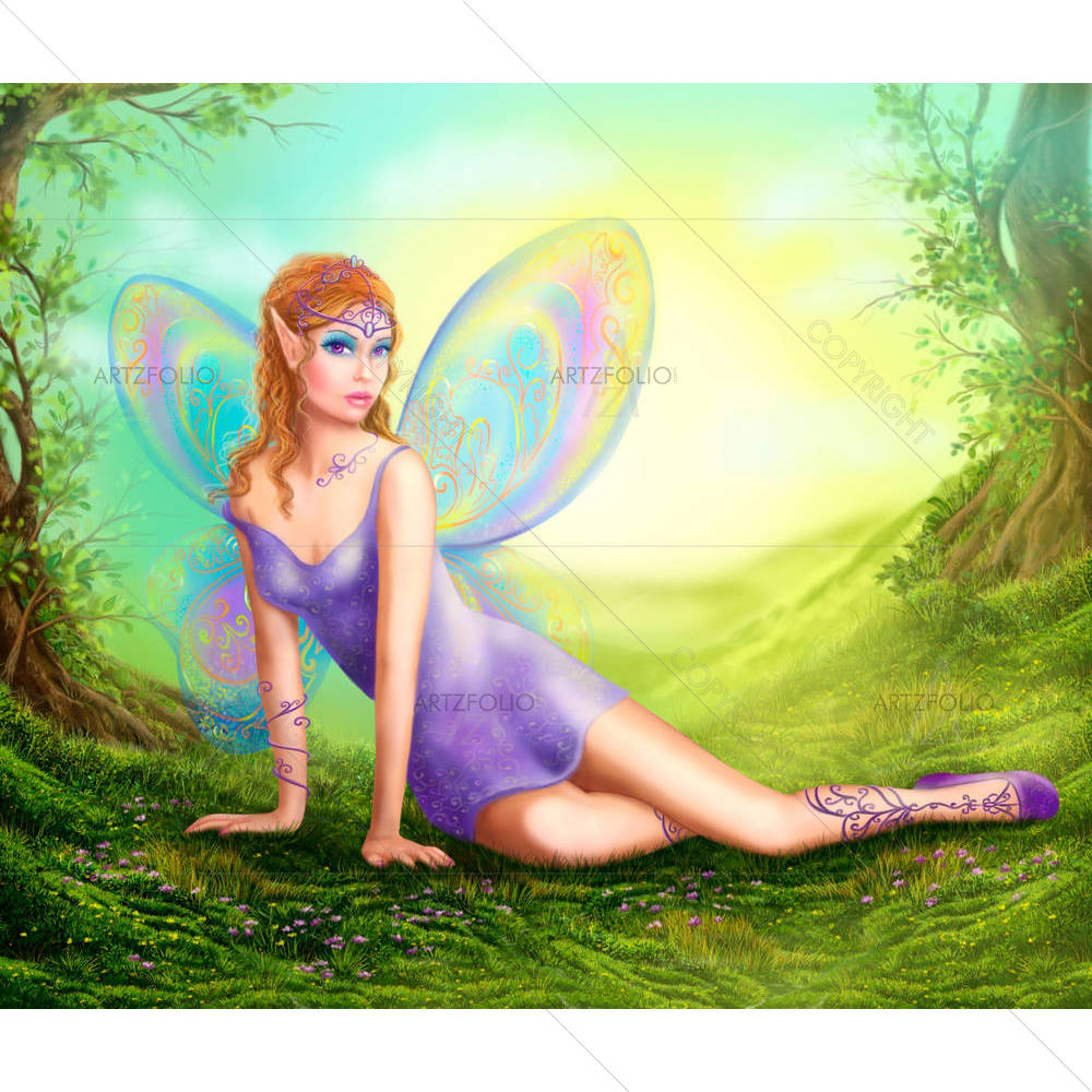 Butterfly Sits On Grass — custom-size art design 5006869