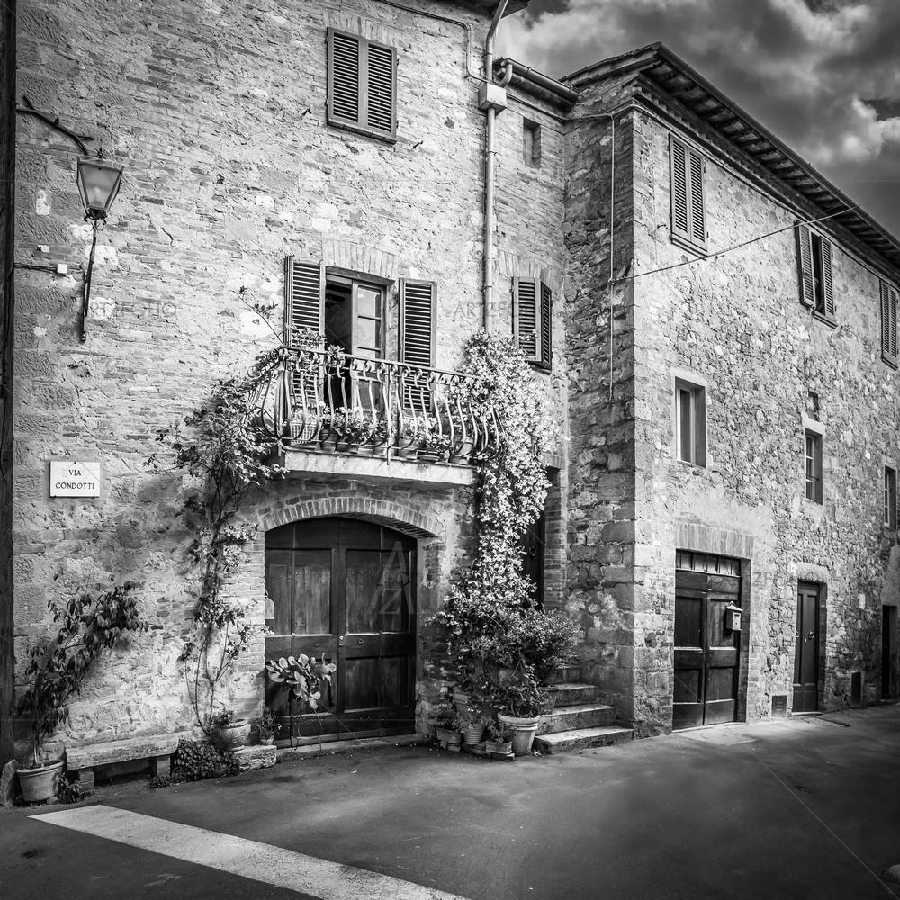 Street of Old Pienza Town in Tuscany, Italy — custom-size art design 5006876