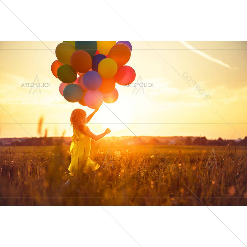 Little Girl With Balloons — Baby custom art by ArtzFolio