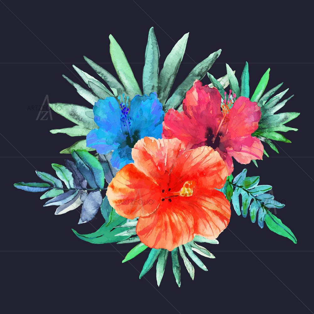 Hibiscus Flowers D1 — custom-size art design 5006890