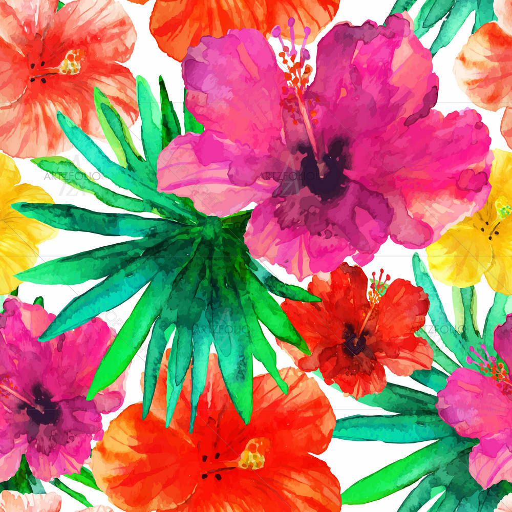 Hibiscus Flowers D2 — Botanical custom art by ArtzFolio