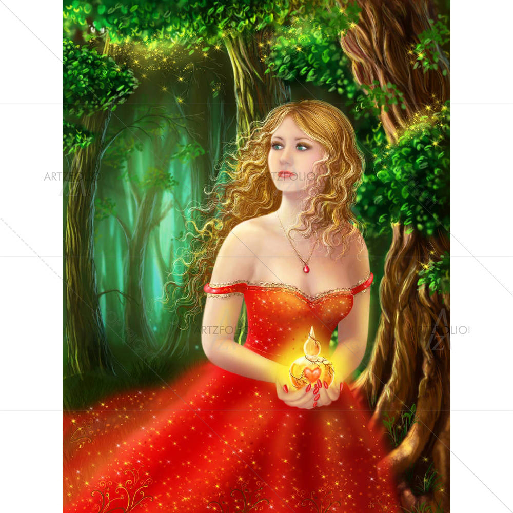 Woman In Red Dress — custom-size art design 5006909