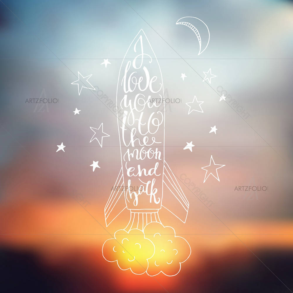 I Love You To The Moon & Back Quote — custom-size art design 5006913