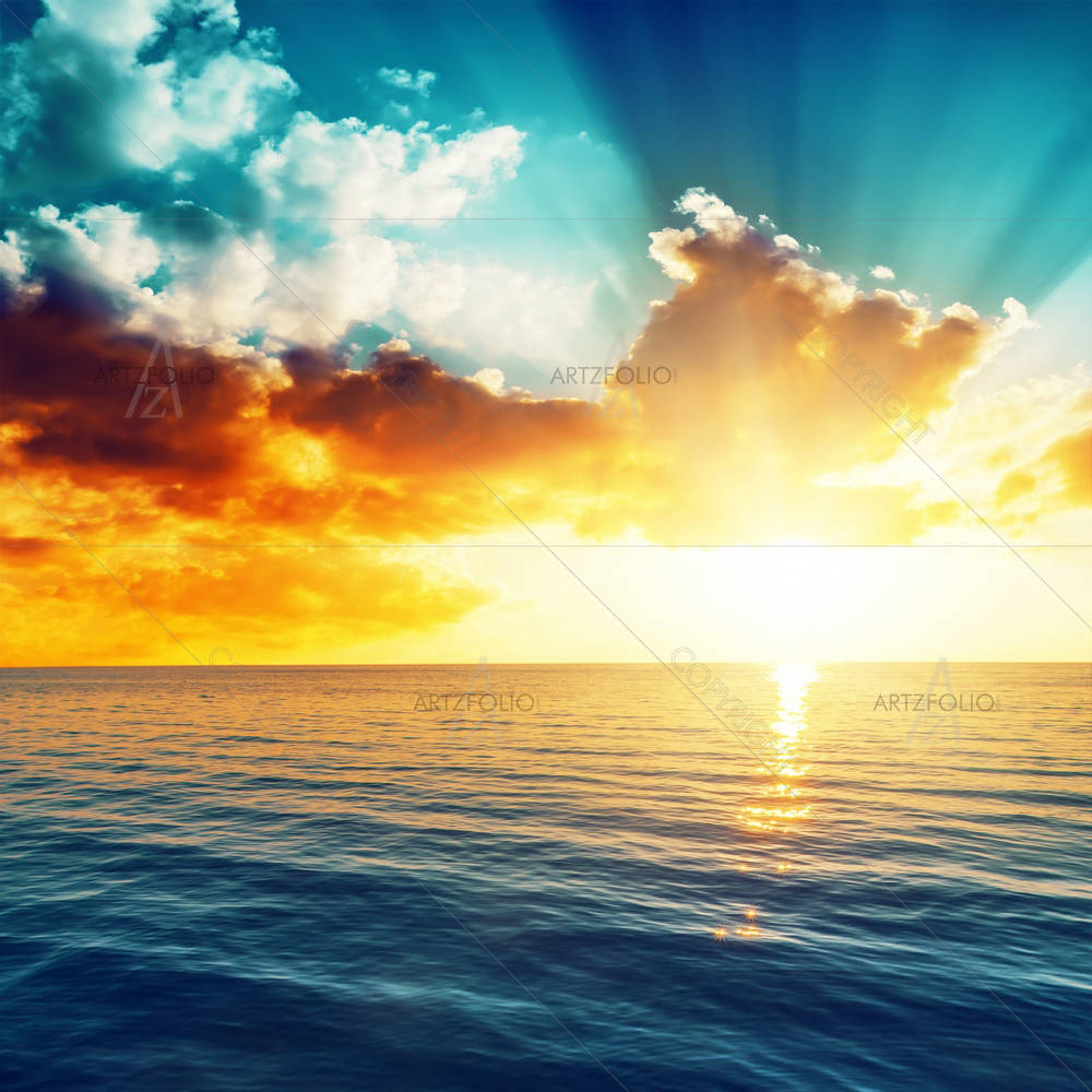 Sunset Over Sea — custom-size art design 5006920
