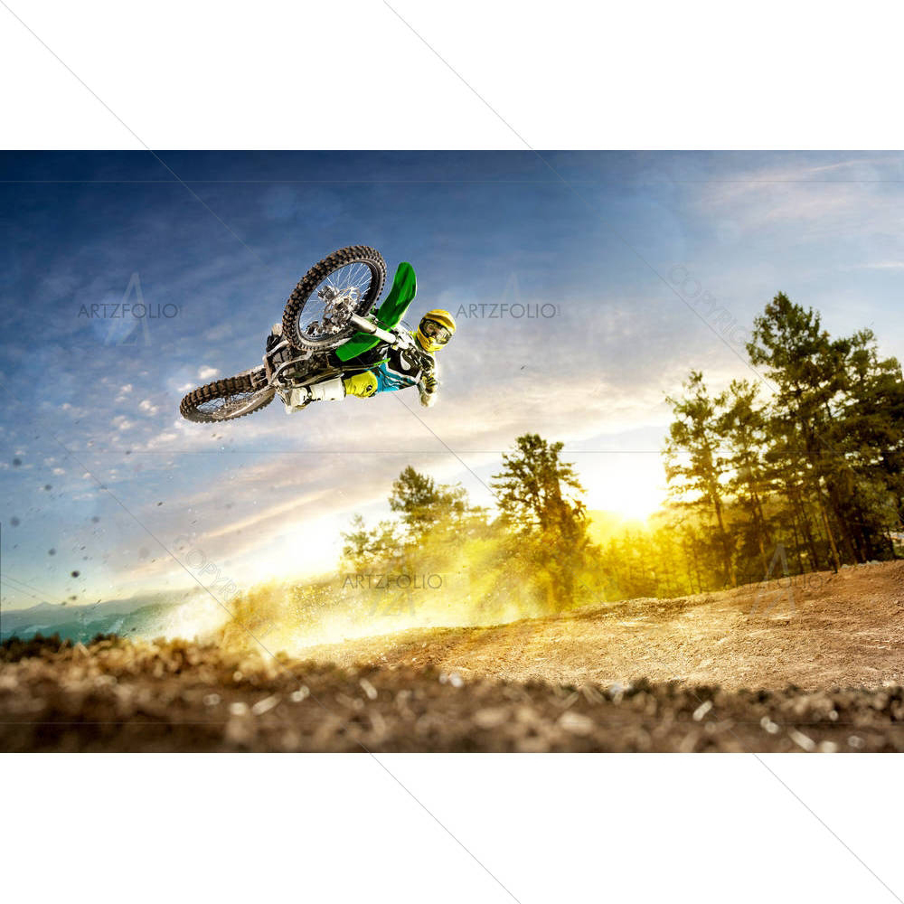 Dirt Bike Rider Flying High — custom-size art design 5006921