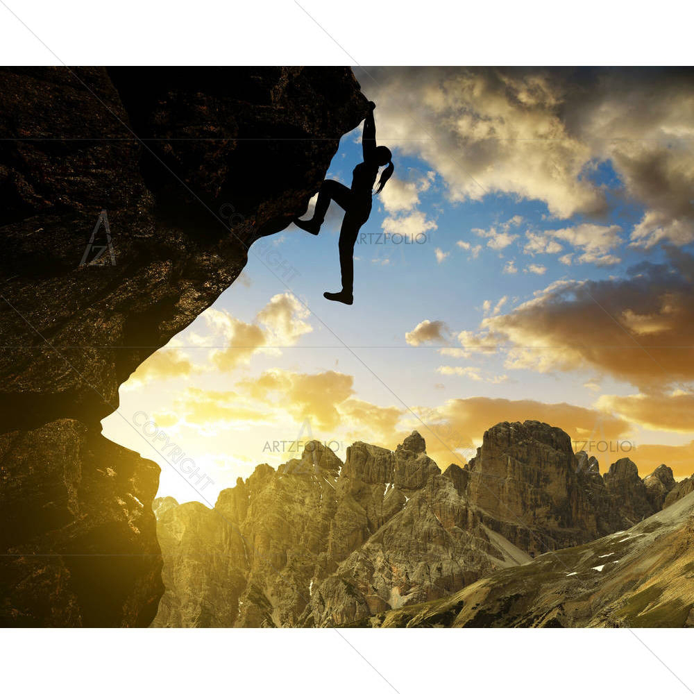 Girl Climbing on Rock in Dolomite Alps, Italy — Automobiles custom art by ArtzFolio