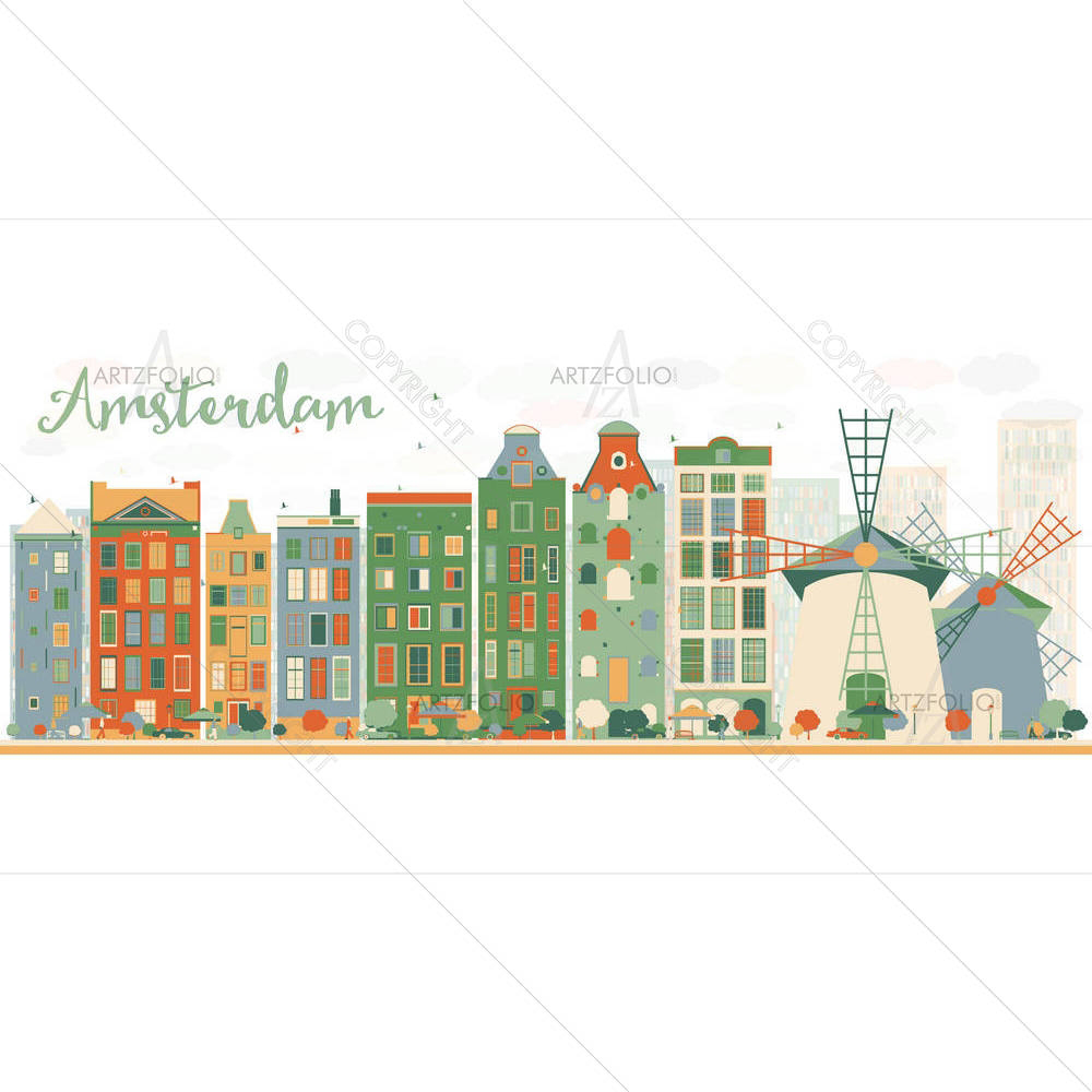 Amsterdam City Skyline, The Netherlands — custom-size art design 5006980
