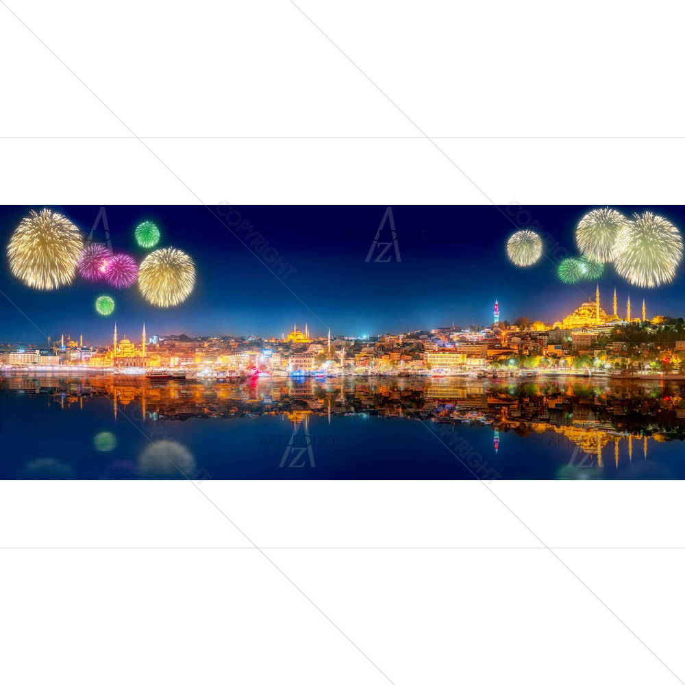 Galata Tower & Golden Horn in Istanbul, Turkey D3 — custom-size art design 5006982