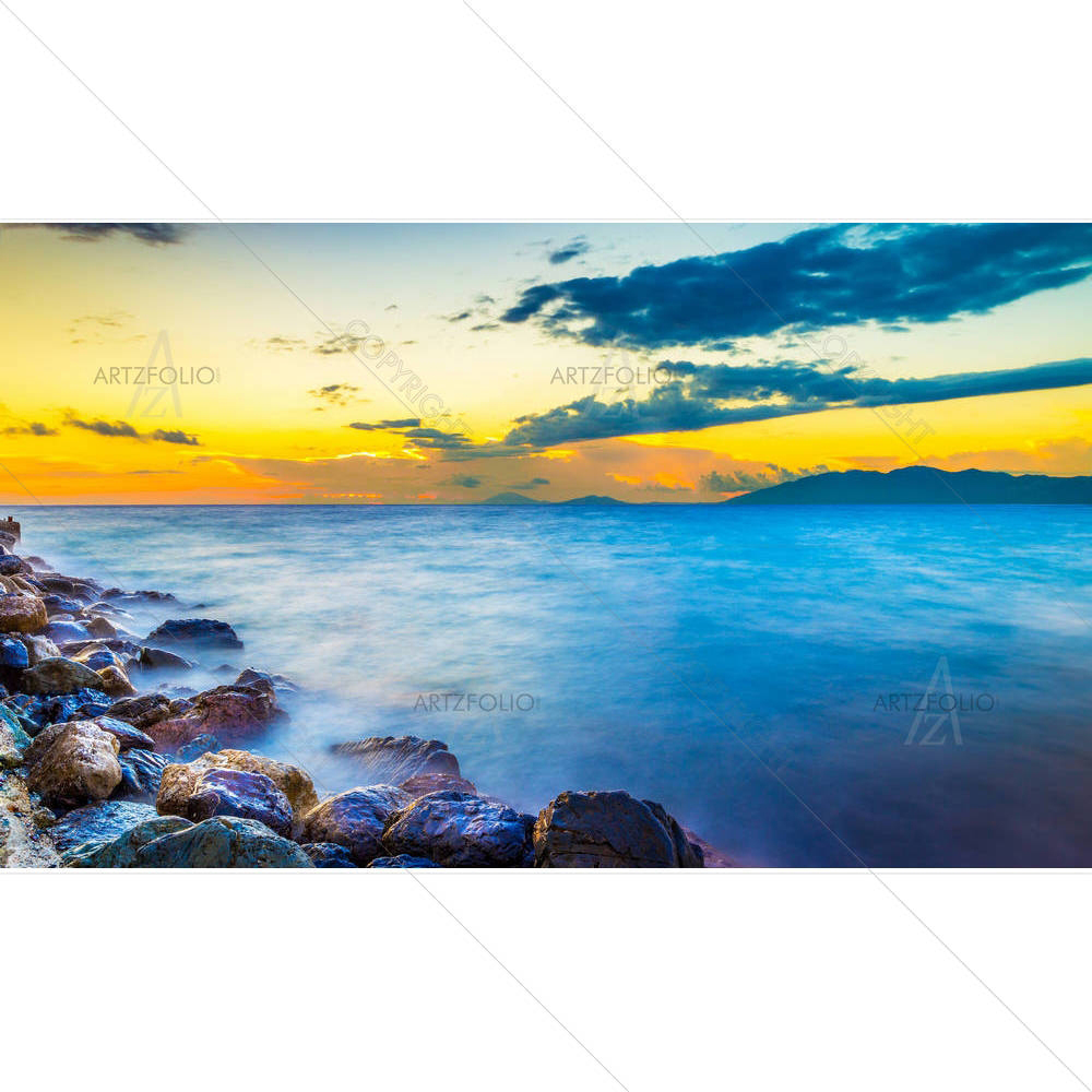 Sunrise & Silky Water On Kos Island, Greece — Fluid marble custom art by ArtzFolio