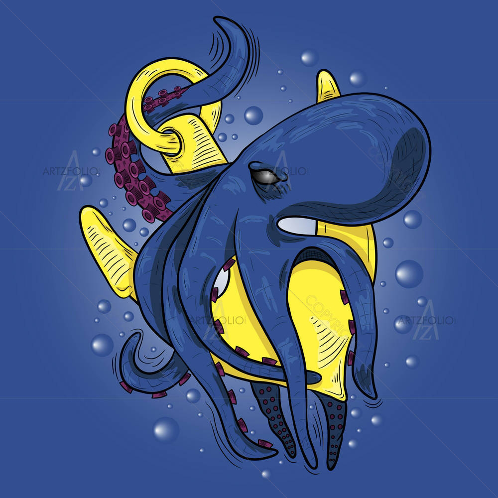 Octopus Monster With A Ship's Anchor — custom-size art design 5006990