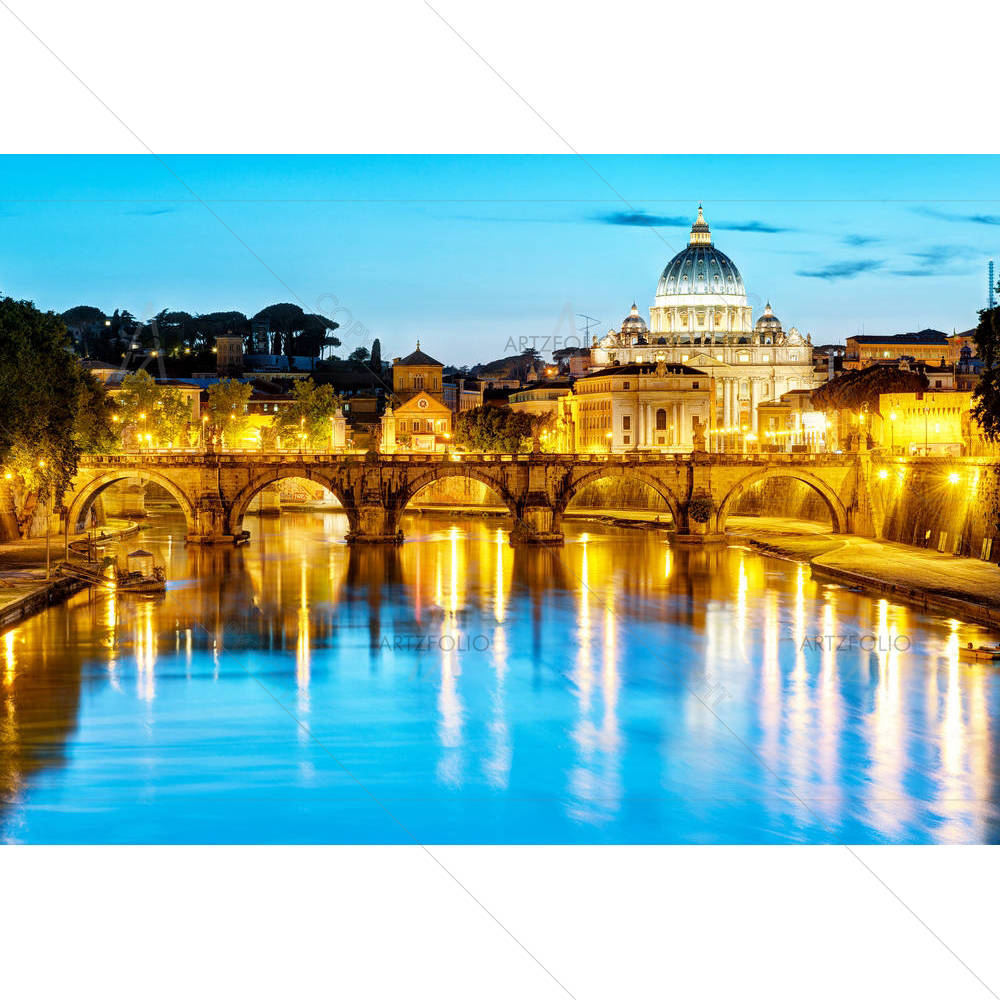 St. Peter Basilica & Ponte Sant Angelo, Rome Italy — Devotional custom art by ArtzFolio