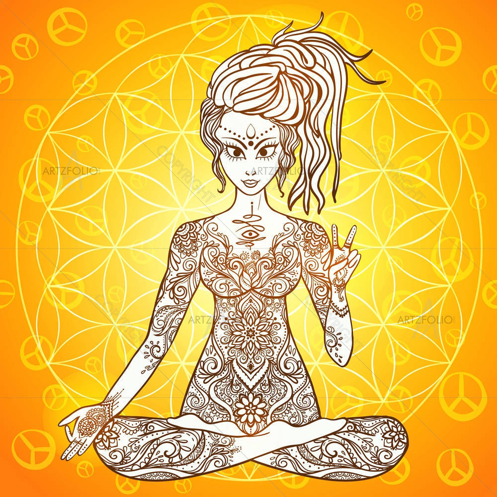 Girl Meditates In The Lotus Position D1 — custom-size art design 5007017