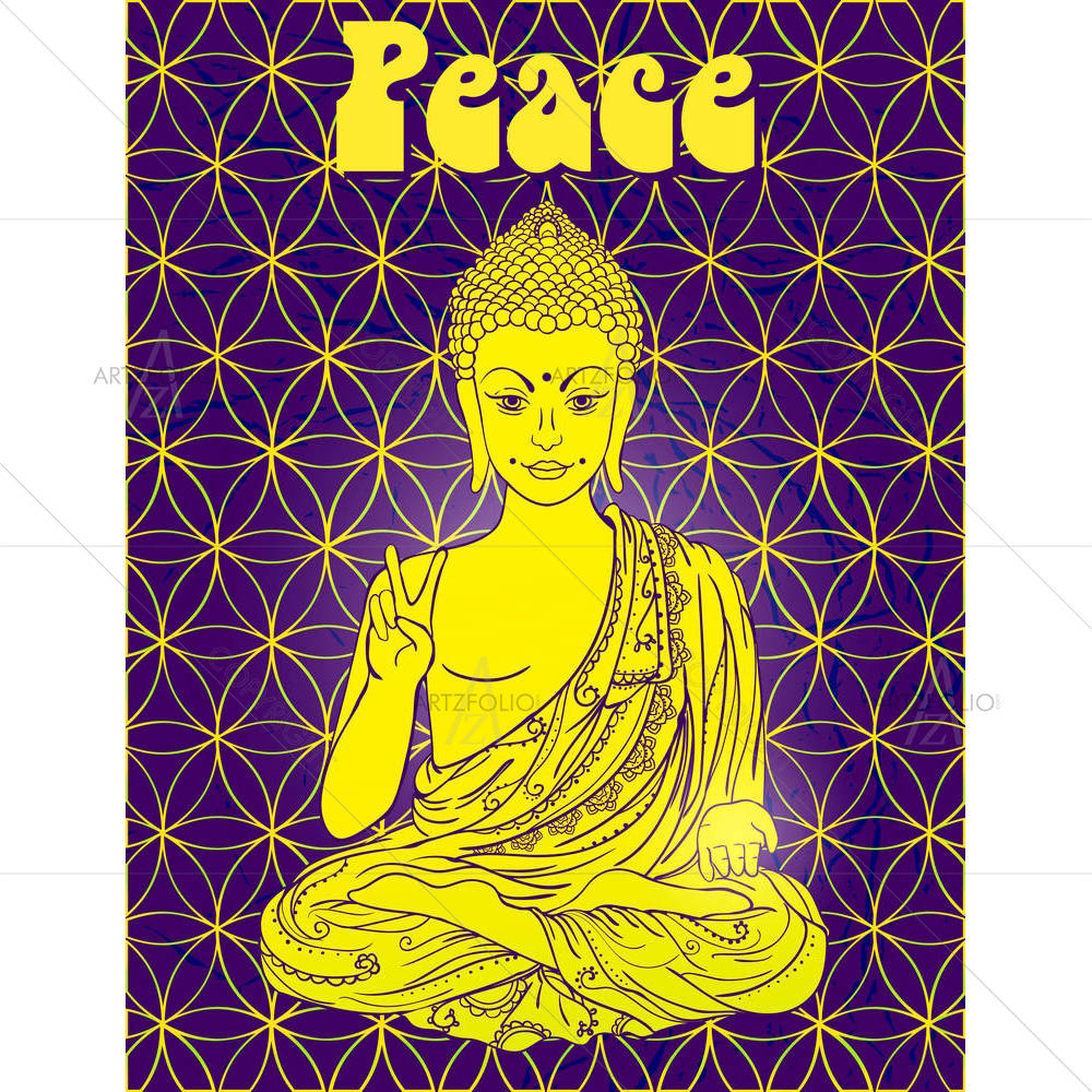 Lord Buddha In Lotus Meditation Position D2 — Devotional custom art by ArtzFolio