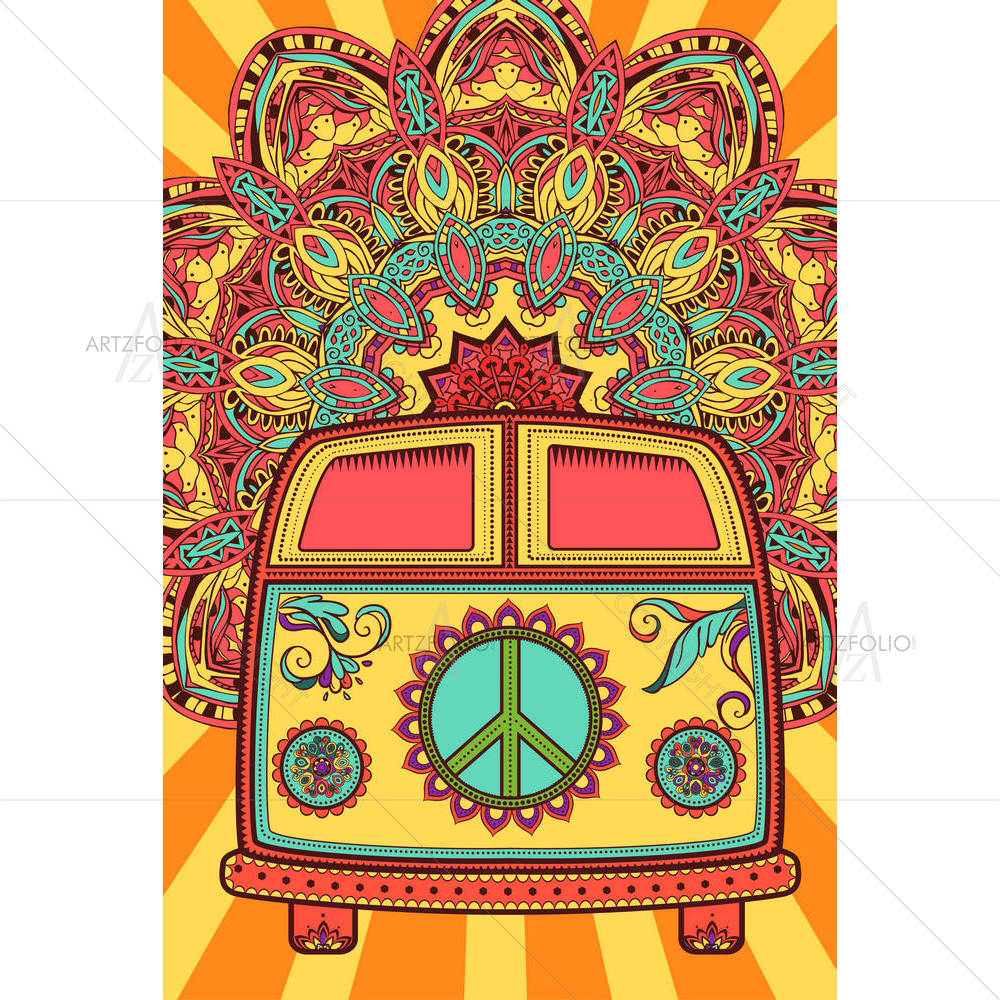 Hippie Mini Van D2 — Ancient custom art by ArtzFolio