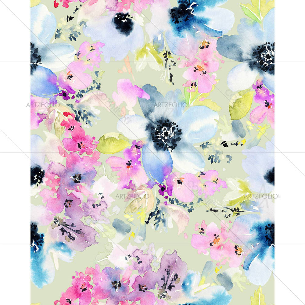 Watercolor Flowers D18 — custom-size art design 5007030