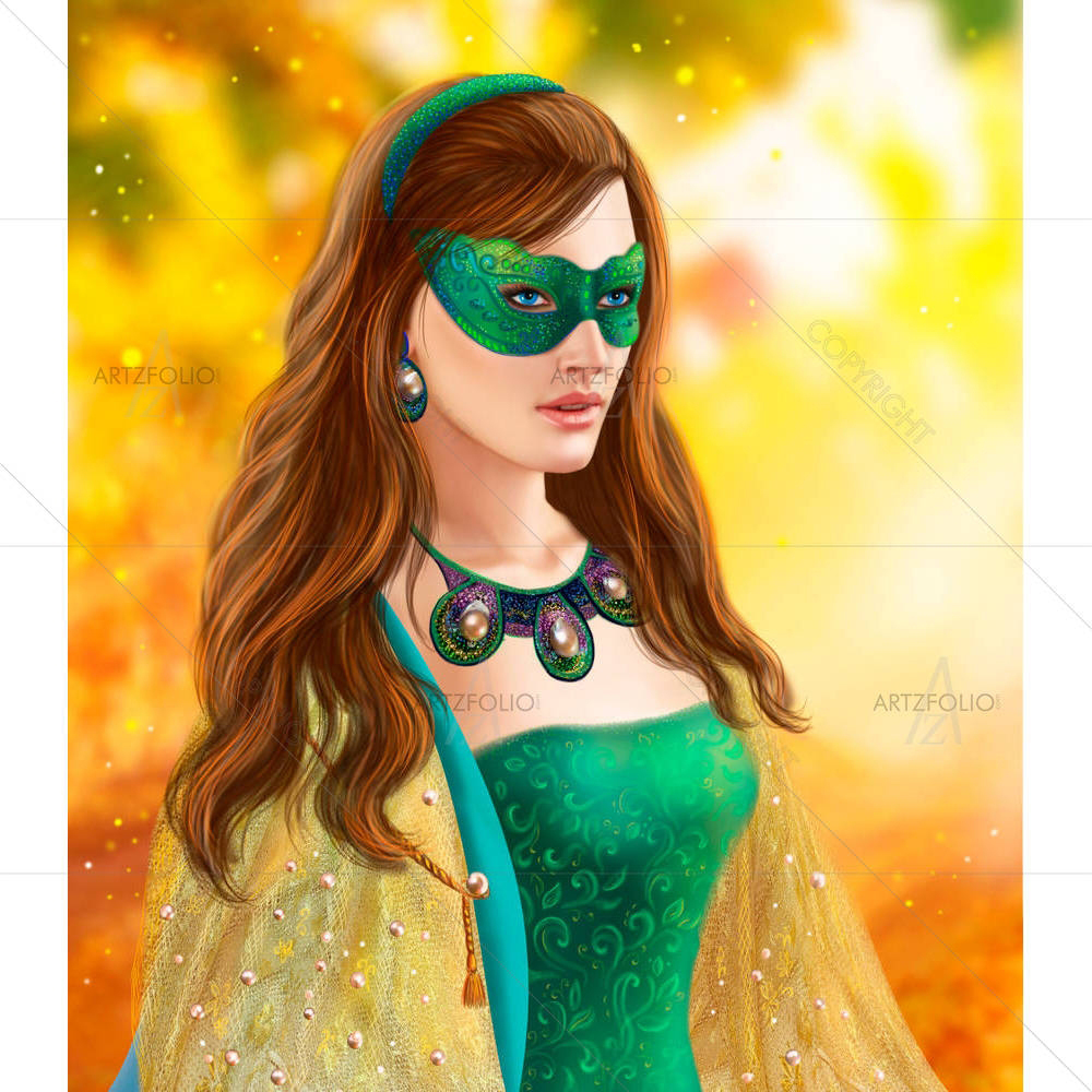 Snow Queen In Green Mask — custom-size art design 5007047