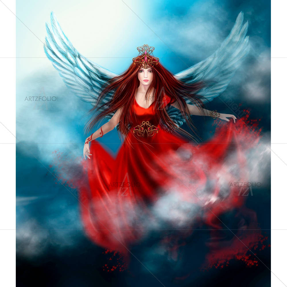 Queen with Wings in Clouds — custom-size art design 5007049
