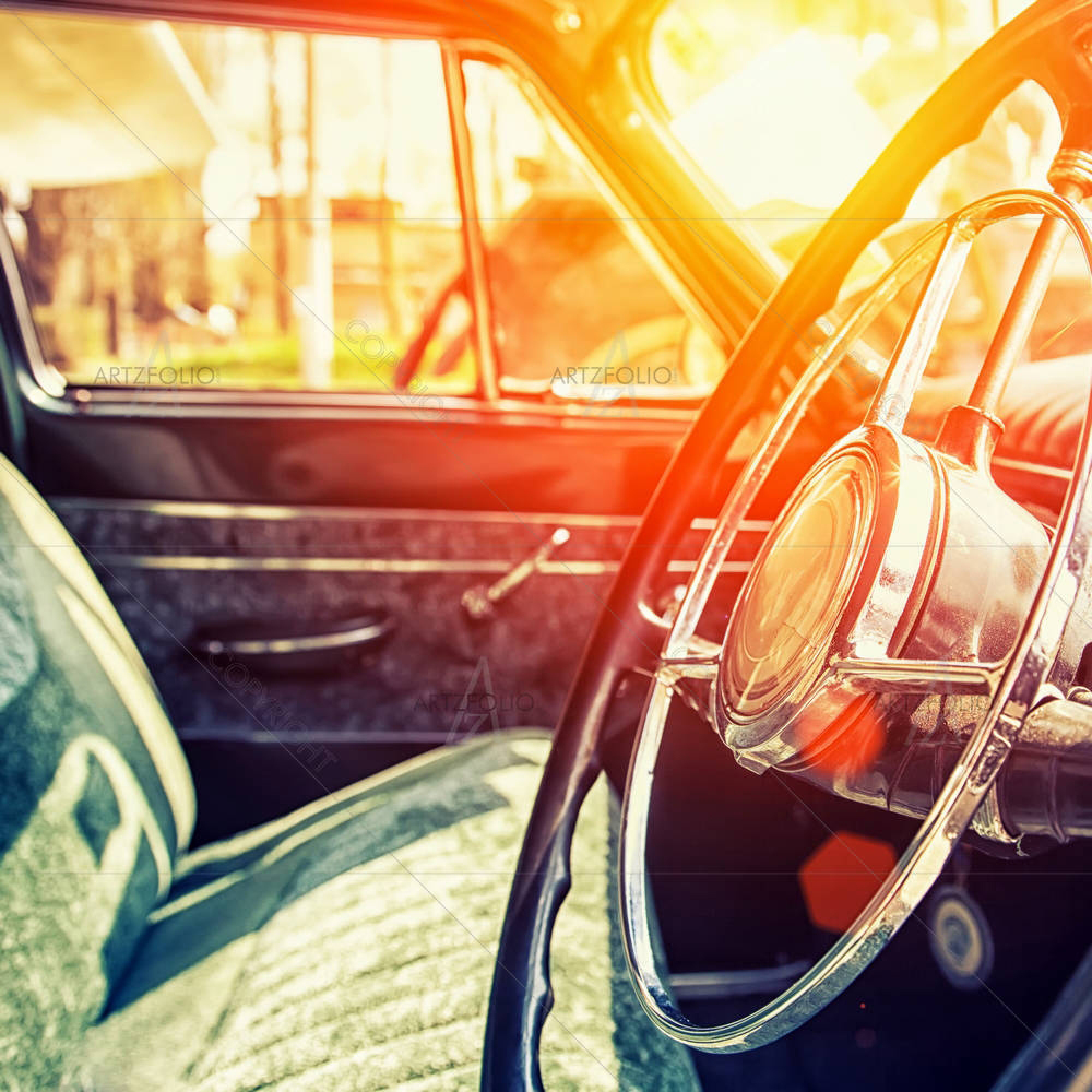 Interior Photo of a Classic Vintage Car — custom-size art design 5007052