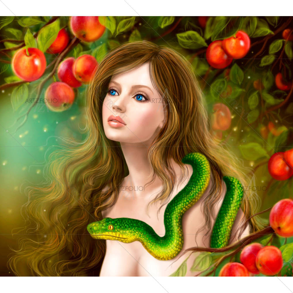 Young Woman Eve & Snake — custom-size art design 5007056
