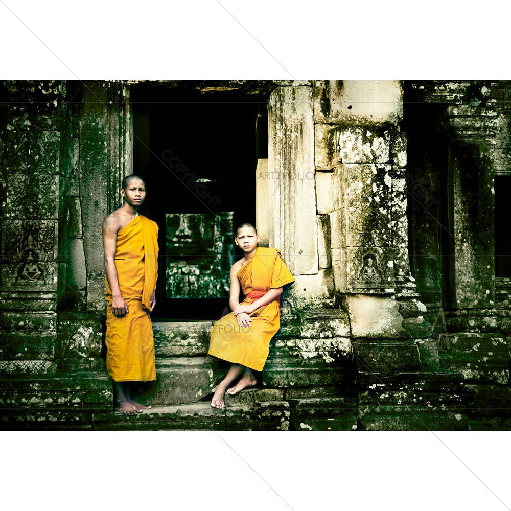 Serene Monk Angkor Wat Siam Reap Cambodia Concept — custom-size art design 5007060