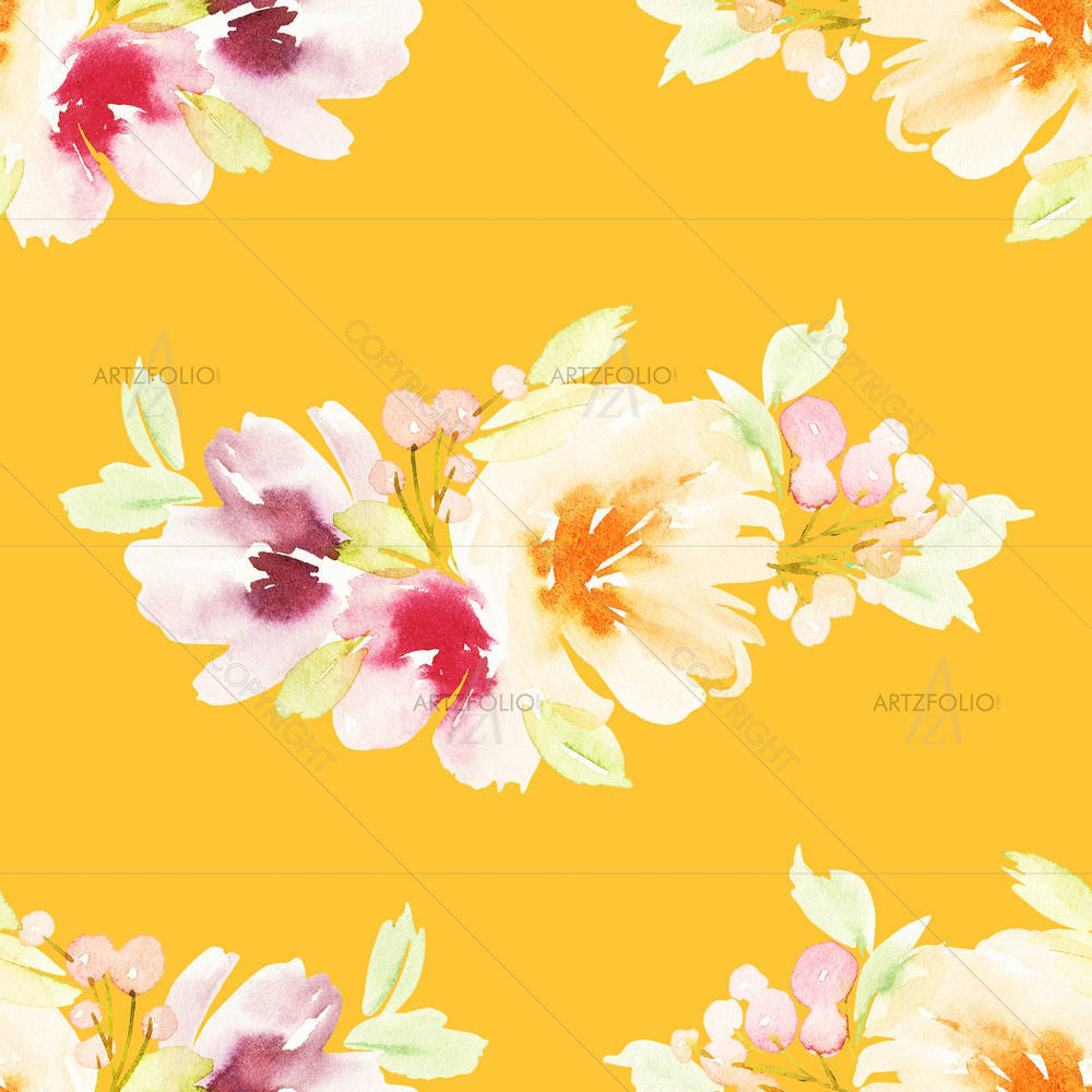 Watercolor Flowers D19 — custom-size art design 5007068
