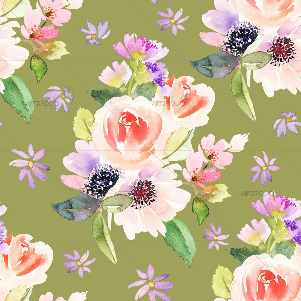 Watercolor Flowers D20 — custom-size art design 5007070