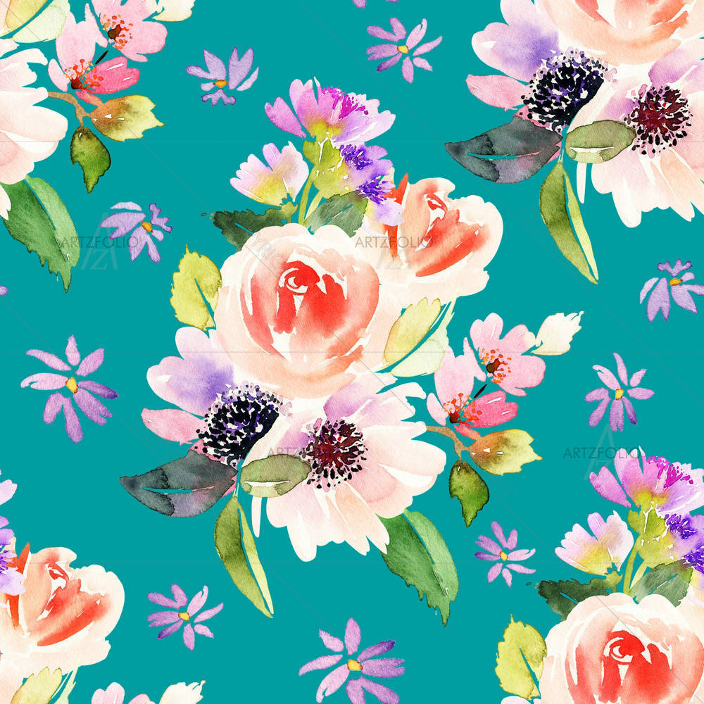 Watercolor Flowers D21 — custom-size art design 5007072