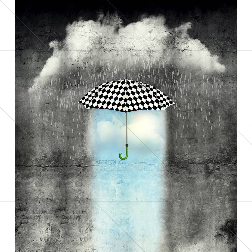 Surreal Checkered Umbrella — custom-size art design 5007077